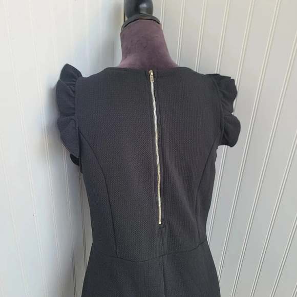 CAUTION TO THE WIND JUMPSUIT Women Black Ruffle Sleeve Textured Black Zip Wode L - Picture 9 of 13